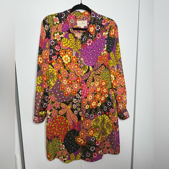 Flora Bea Natalee Dress - Blueberry Hill - 100% Silk - Small - Picture 3 of 9